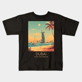 A Vintage Travel Illustration of Dubai - United Arab Emirates Kids T-Shirt